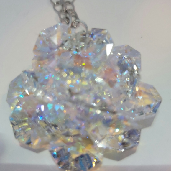 ITALIAN HANDCRAFTED CRYSTAL NECKLACE ON STERLING SILVER CHAIN - Picture 9 of 14